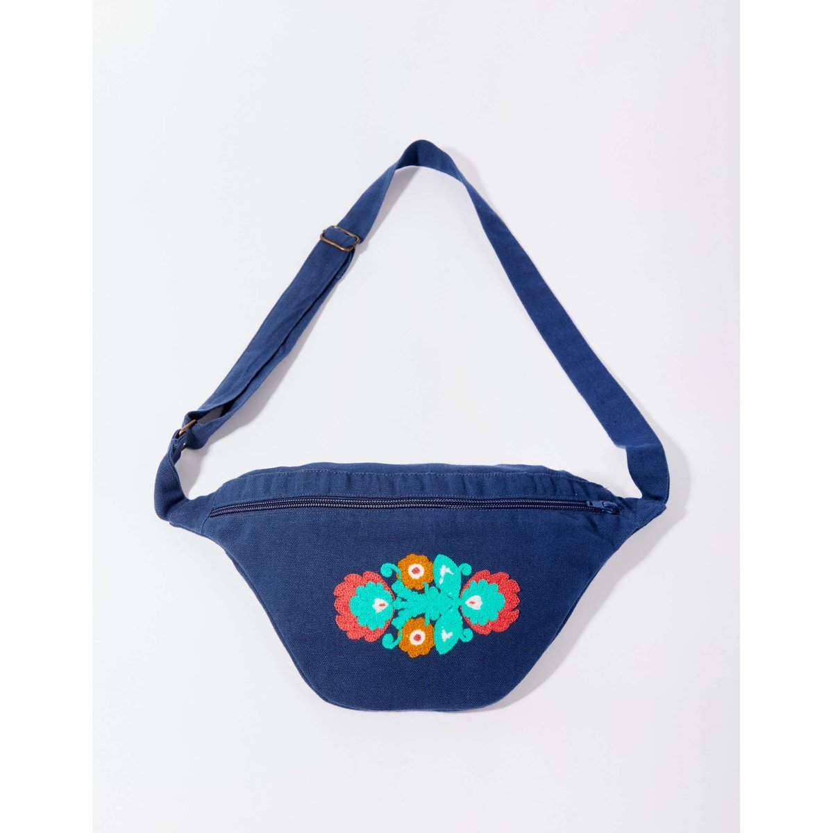 Sac banane coton uni brodé MALOU bleu marine, LA FIANCÉE