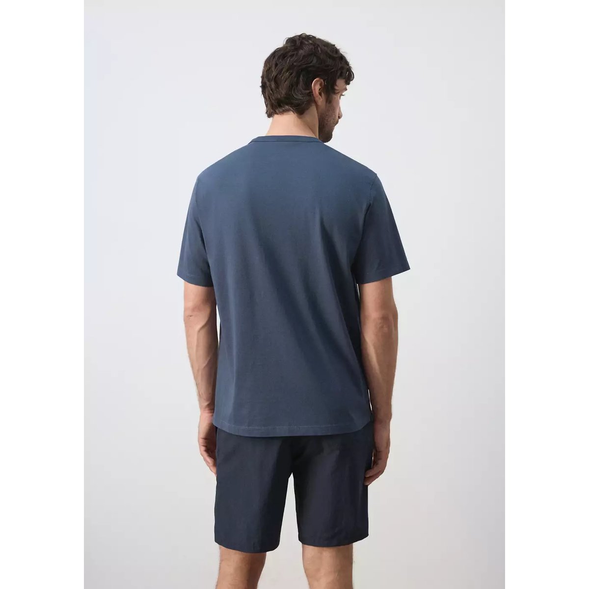 T-shirt 100 % coton délavé bleu marine, MANGO MAN