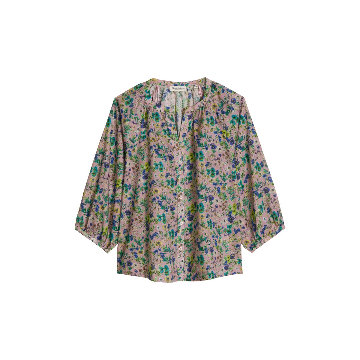 Blouse imprimée relaxed en voile de coton imprimé rose, MARC O'POLO
