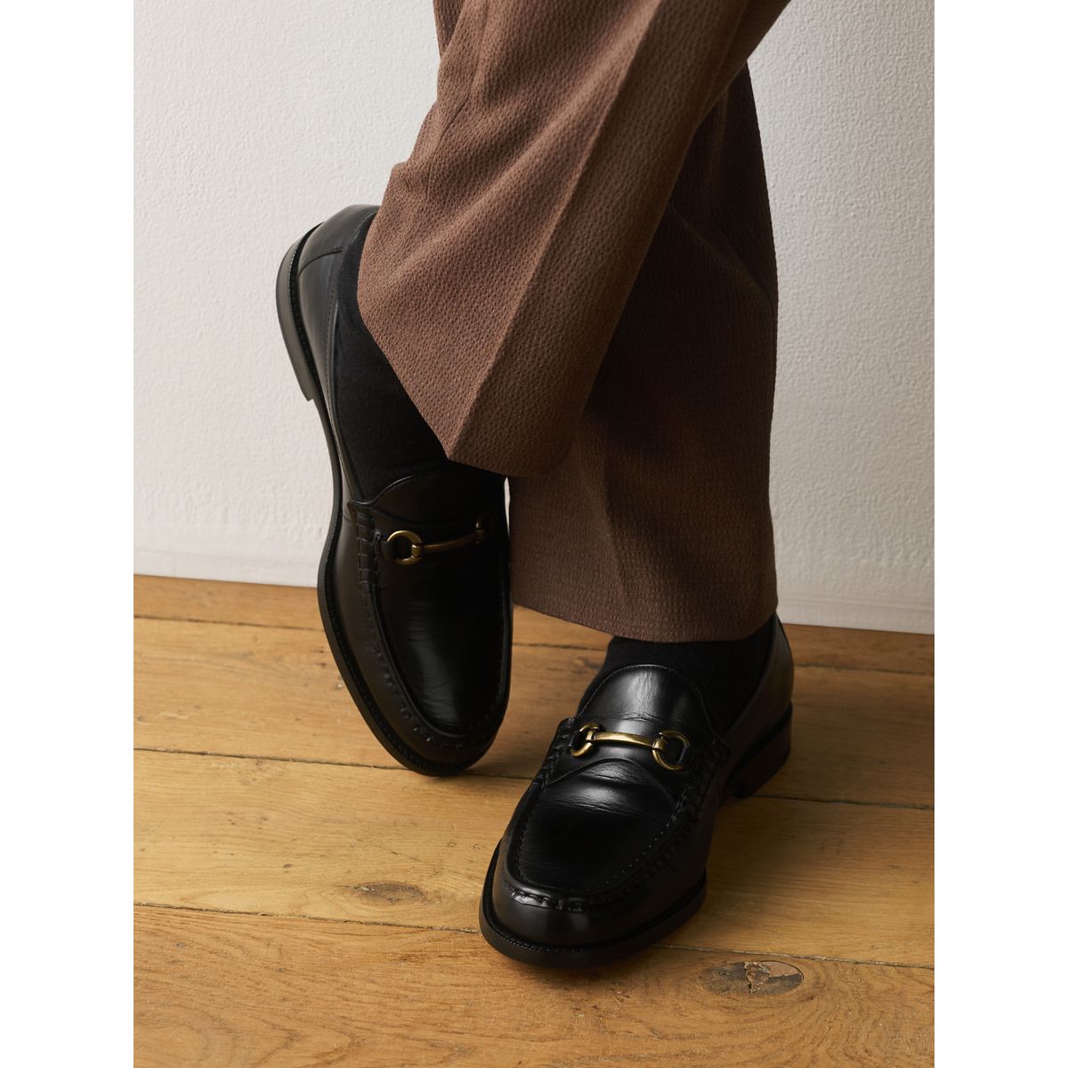Mocassins à semelle en cuir et mors signature noir, NEXT