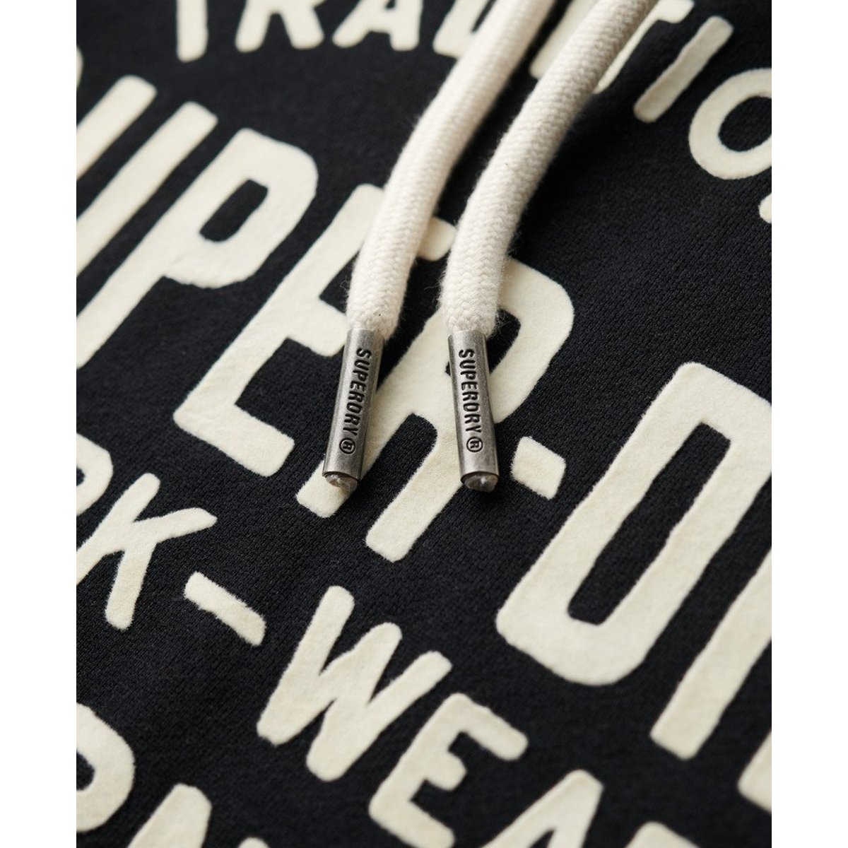Sweat à capuche et motif floqué Workwear noir nero chiné, SUPERDRY