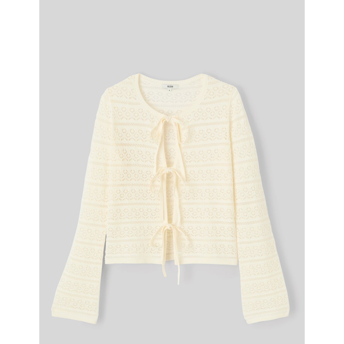 Gilet maille ajourée ecru, BZB