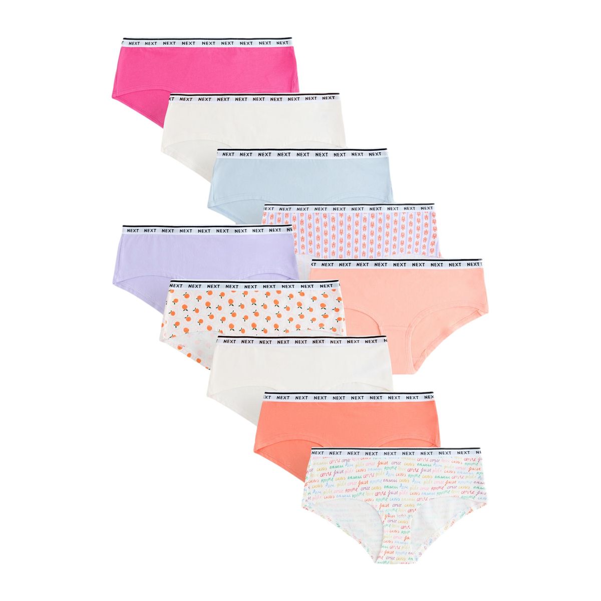 Culotte en coton à logo, lot de 10 orange/blanc, NEXT