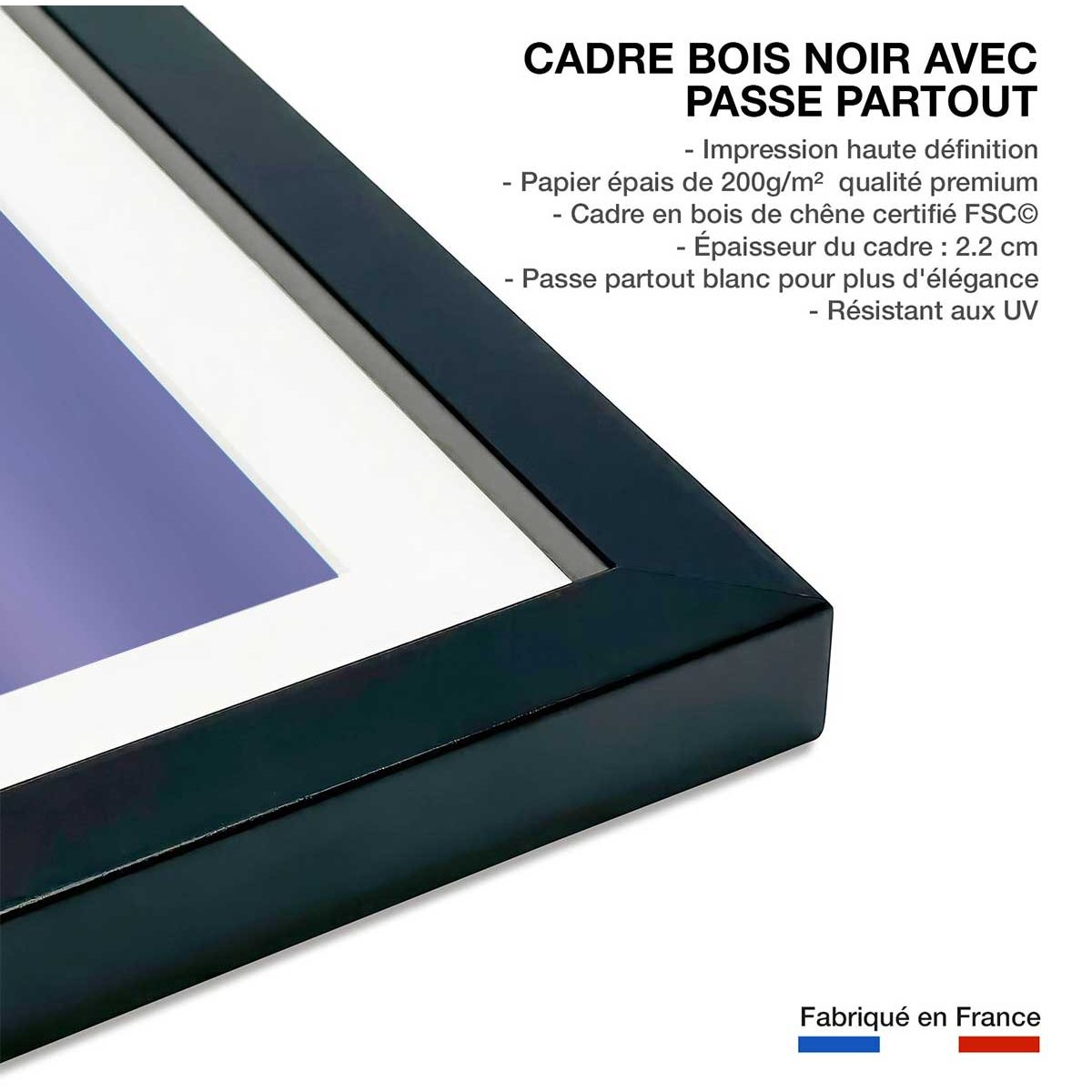 Affiche Flamants Tôt le matin affiche + cadre en bois - noir, HEXOA