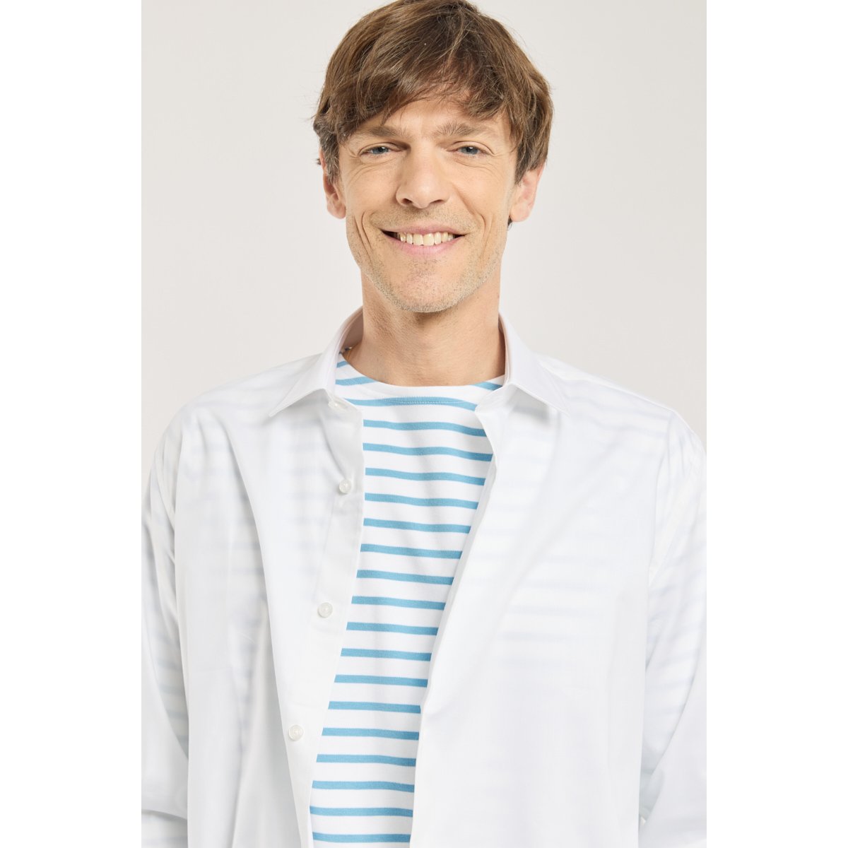 Chemise coupe confort - coton twill blanc, ARMOR-LUX