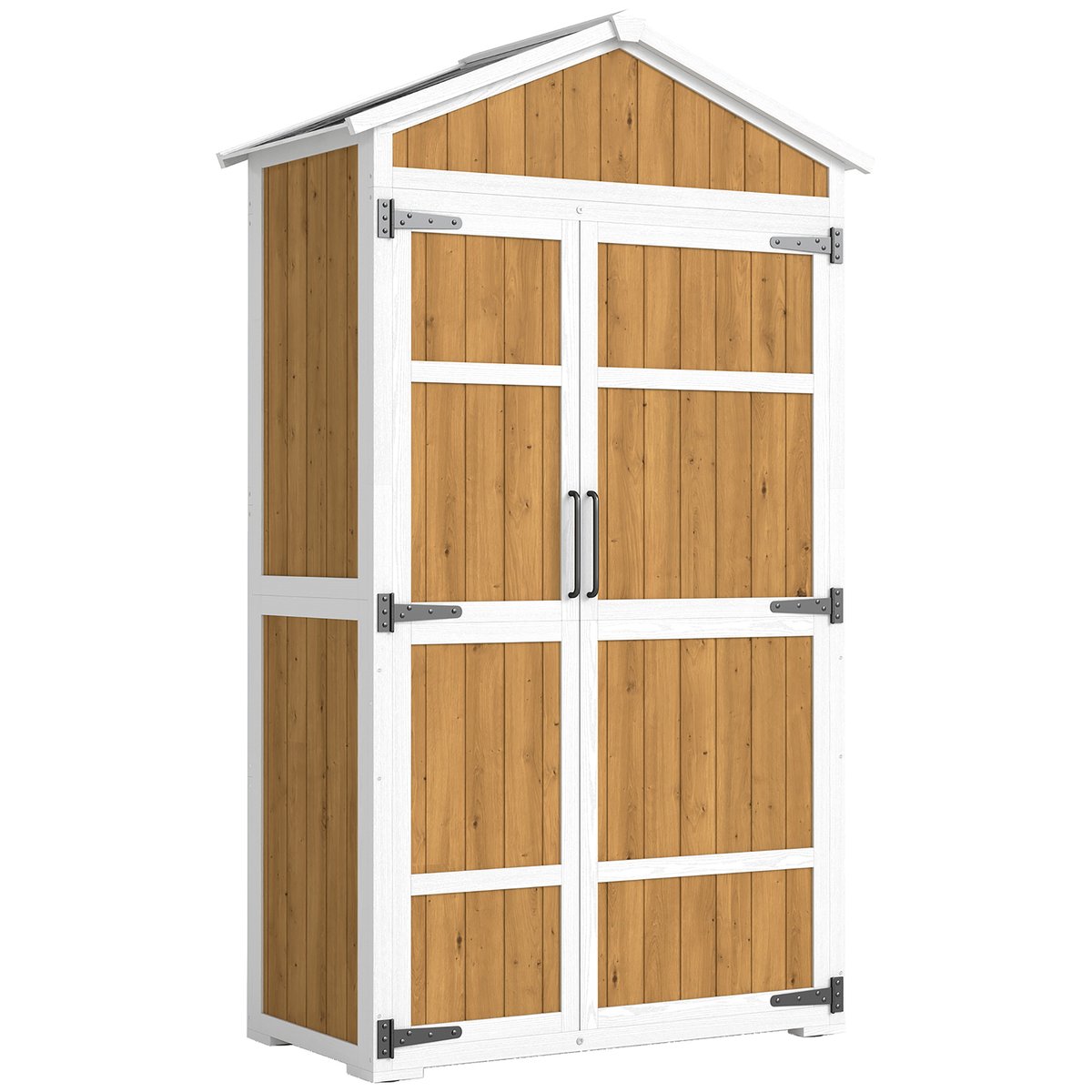 Abri de jardin Bois de sapin Finition bois bois naturel, blanc, OUTSUNNY