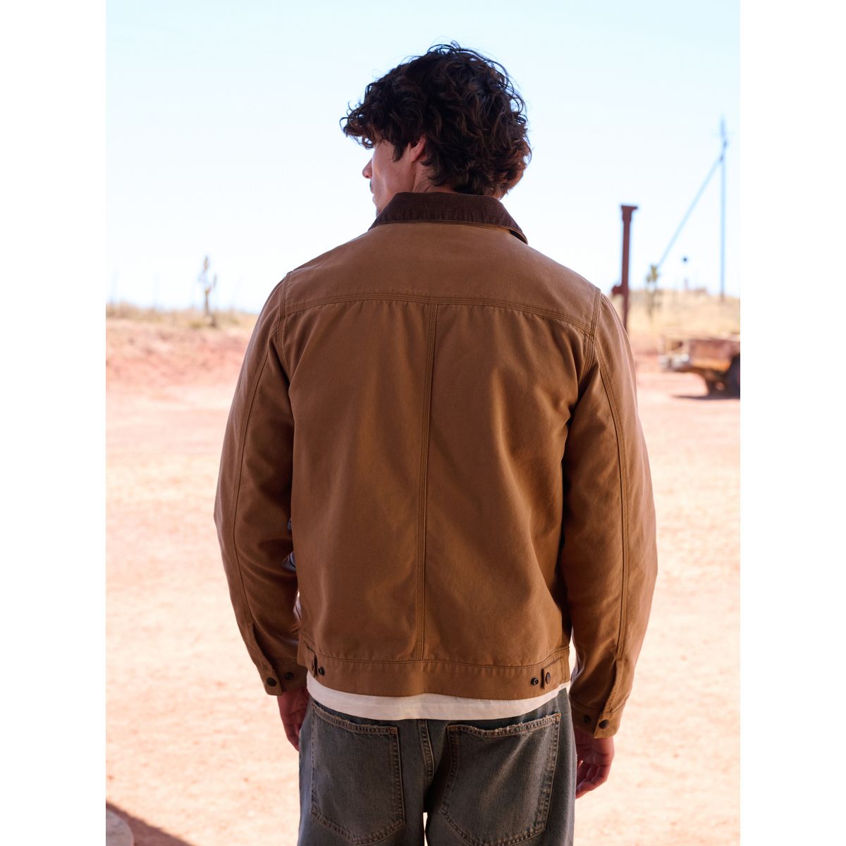 Veste en toile avec col velours côtelé marron fauve, NEXT