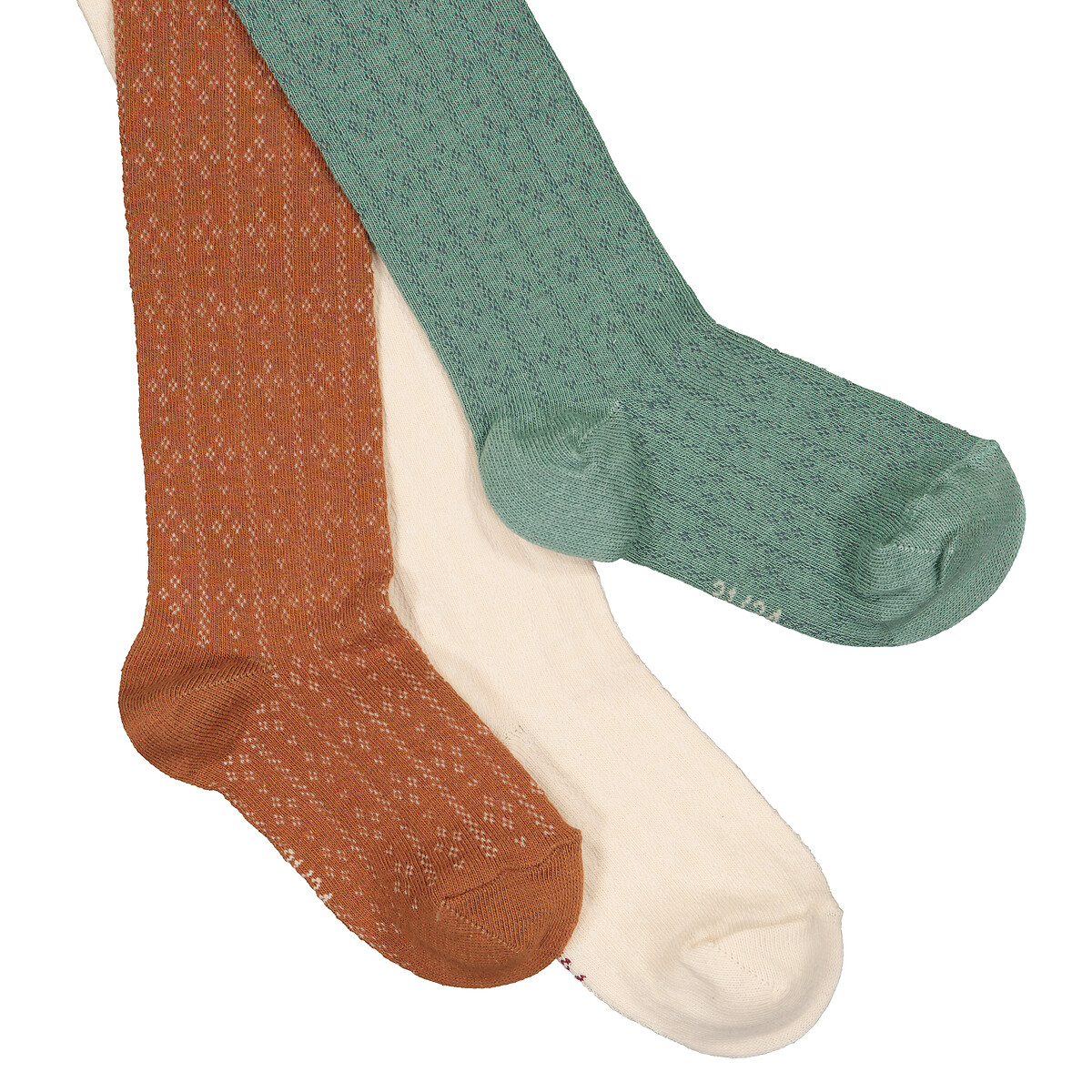 Lot de 3 paires de collants unis, maille pointelle multicolore, LA REDOUTE COLLECTIONS