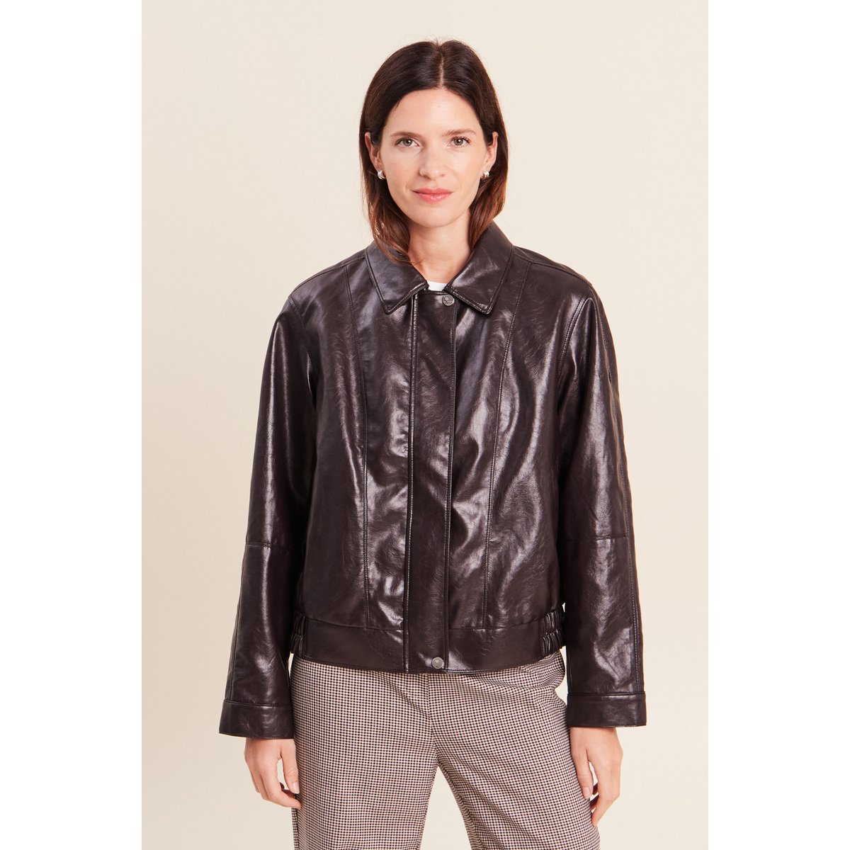 Blouson col montant capuche amovible marron, BREAL