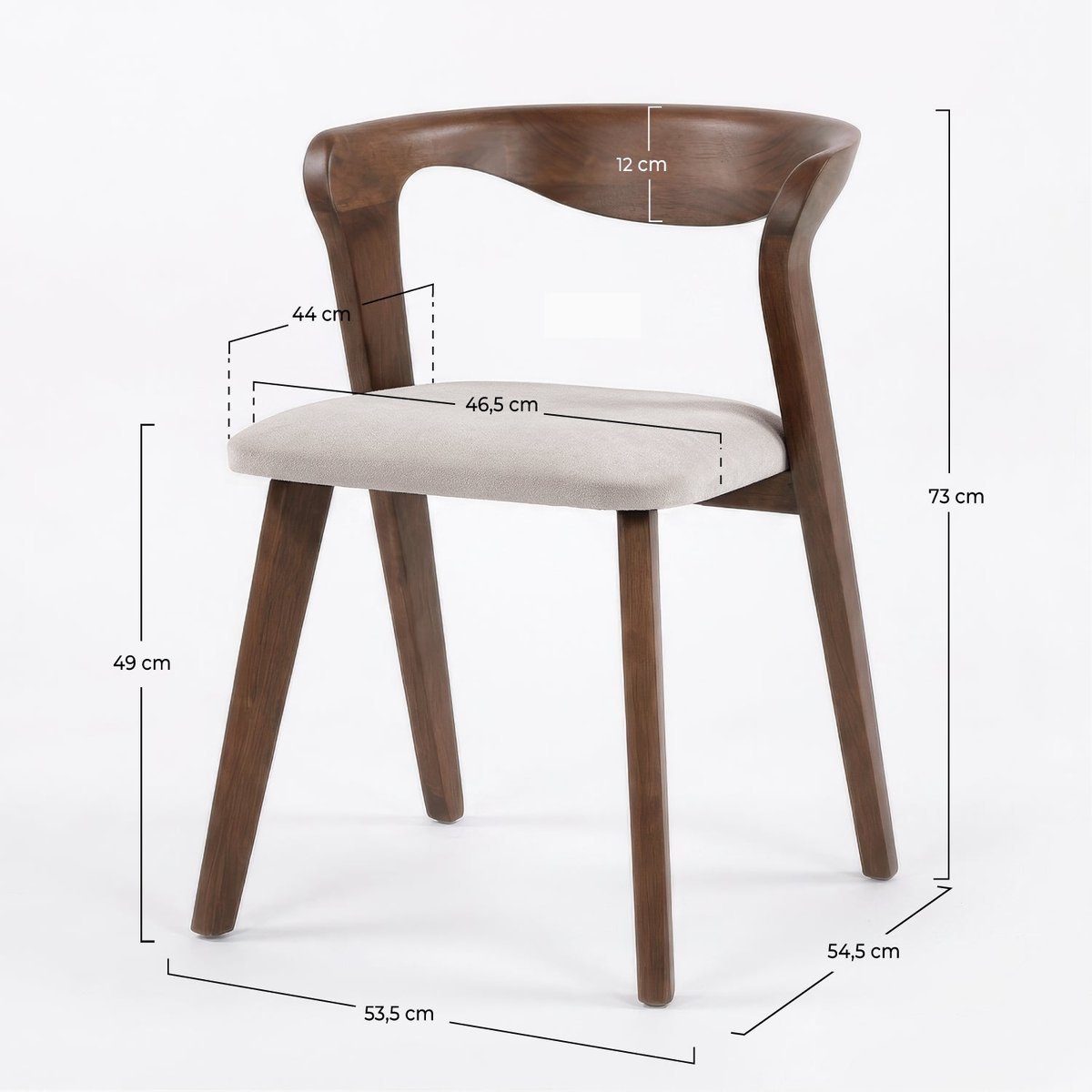 Chaise en bois d'hévéa et tissu - VEGA marron, MAISON PAVANE