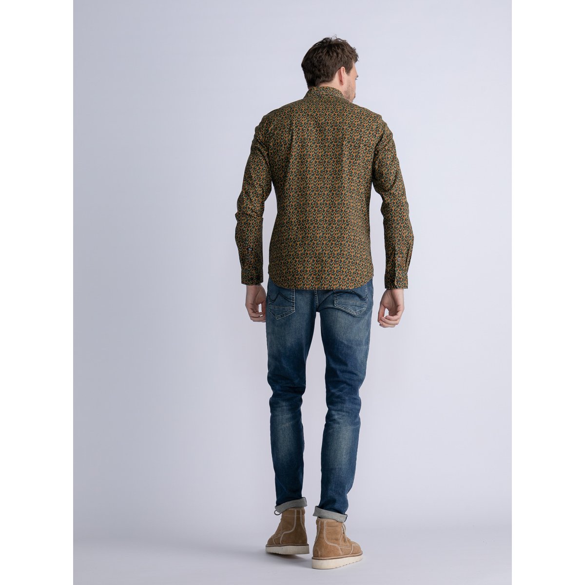 Chemise imprimée manches longues vert, PETROL INDUSTRIES