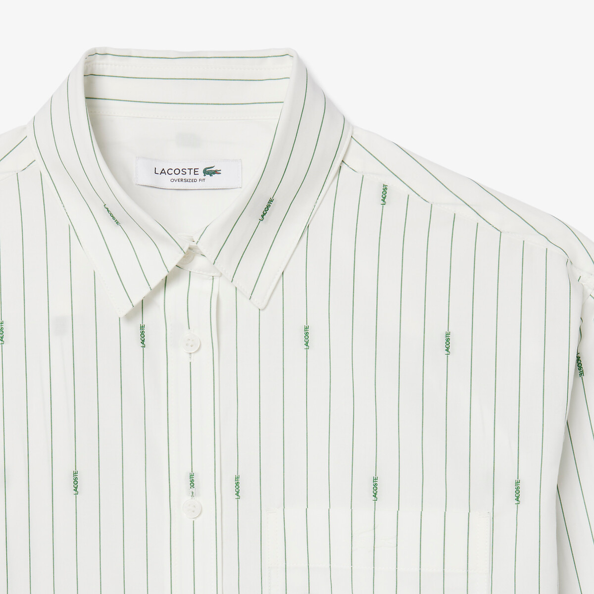 Chemise rayée jacquard oversize blanc-4iu, LACOSTE