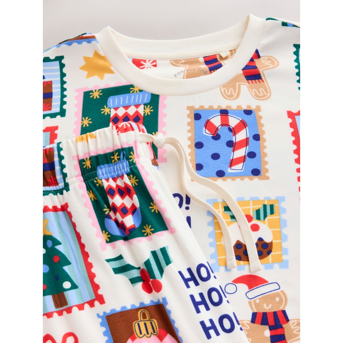 Pyjama de noël confortable collection famille timbres écrus, NEXT