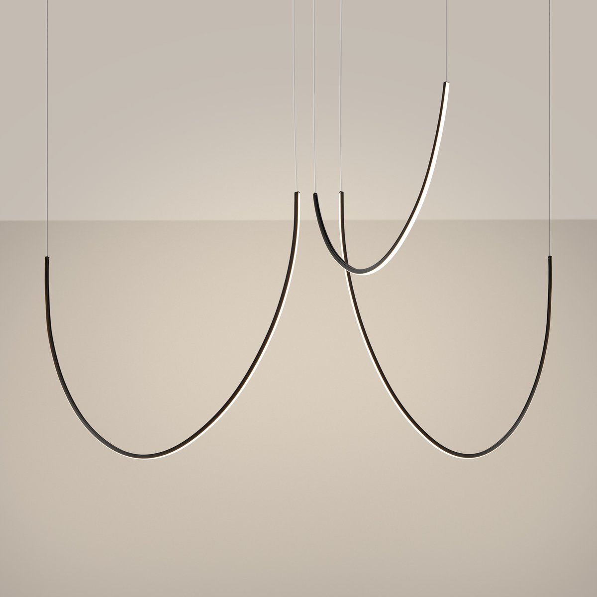 Lustre Aluminium Noir LED 3 Alvar noir, EDEN
