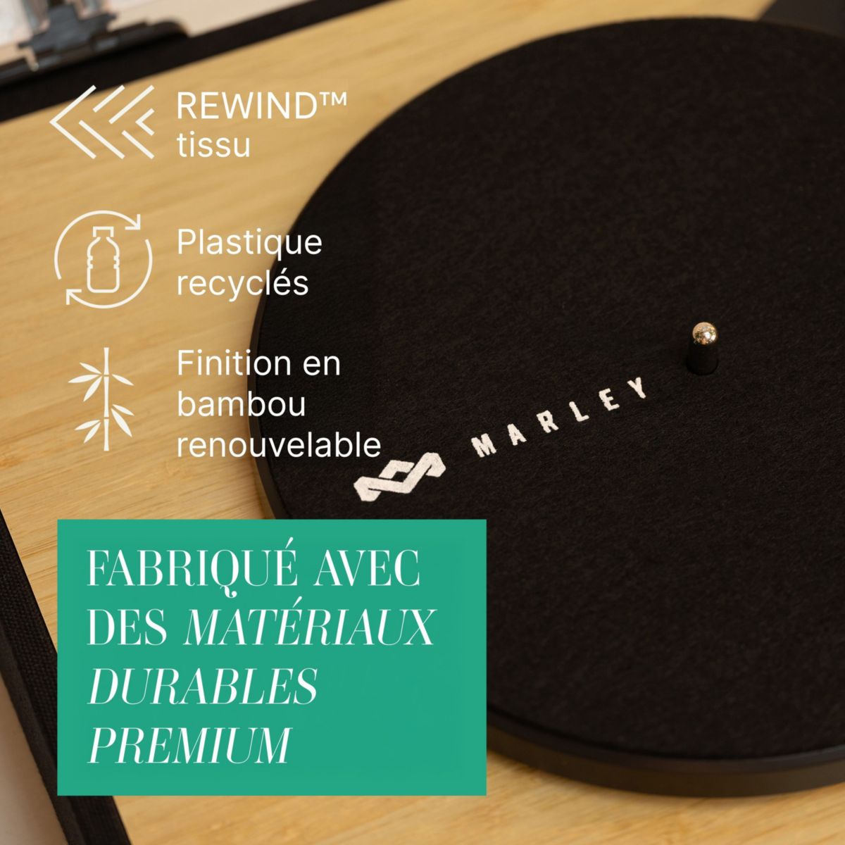 Platine vinyle avec enceintes - Pack Revolution bois, noir, MARLEY