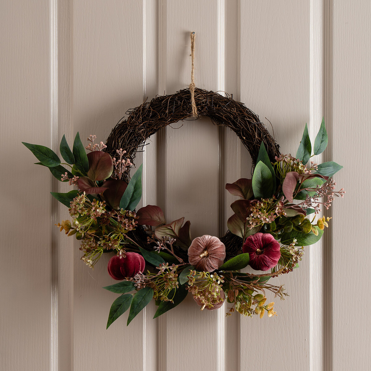 45cm Pumpkin Chunky Half Wreath green, SO'HOME