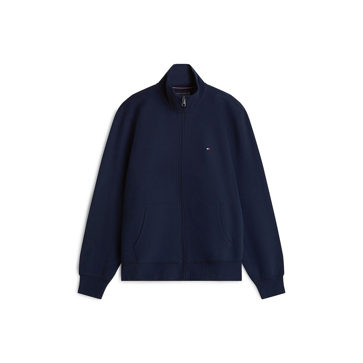 Sweat zippé en molleton à col montant bleu marine, TOMMY HILFIGER