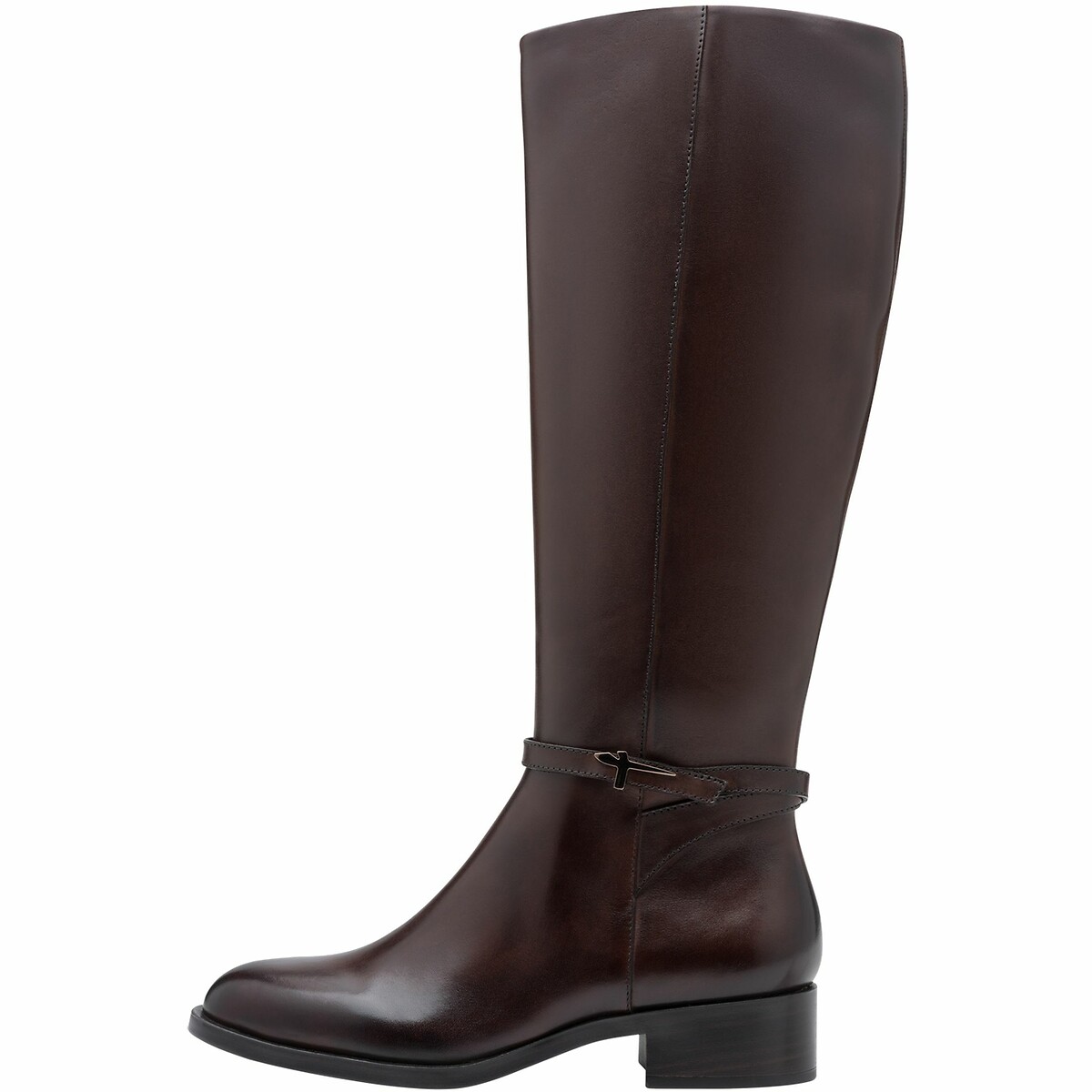 Bottes plates en cuir marron foncé, TAMARIS