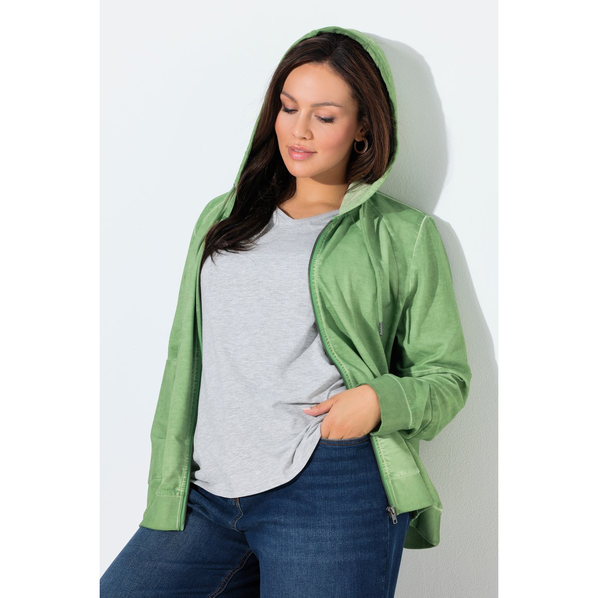 Veste en molleton cold dyed vert pomme, ULLA POPKEN