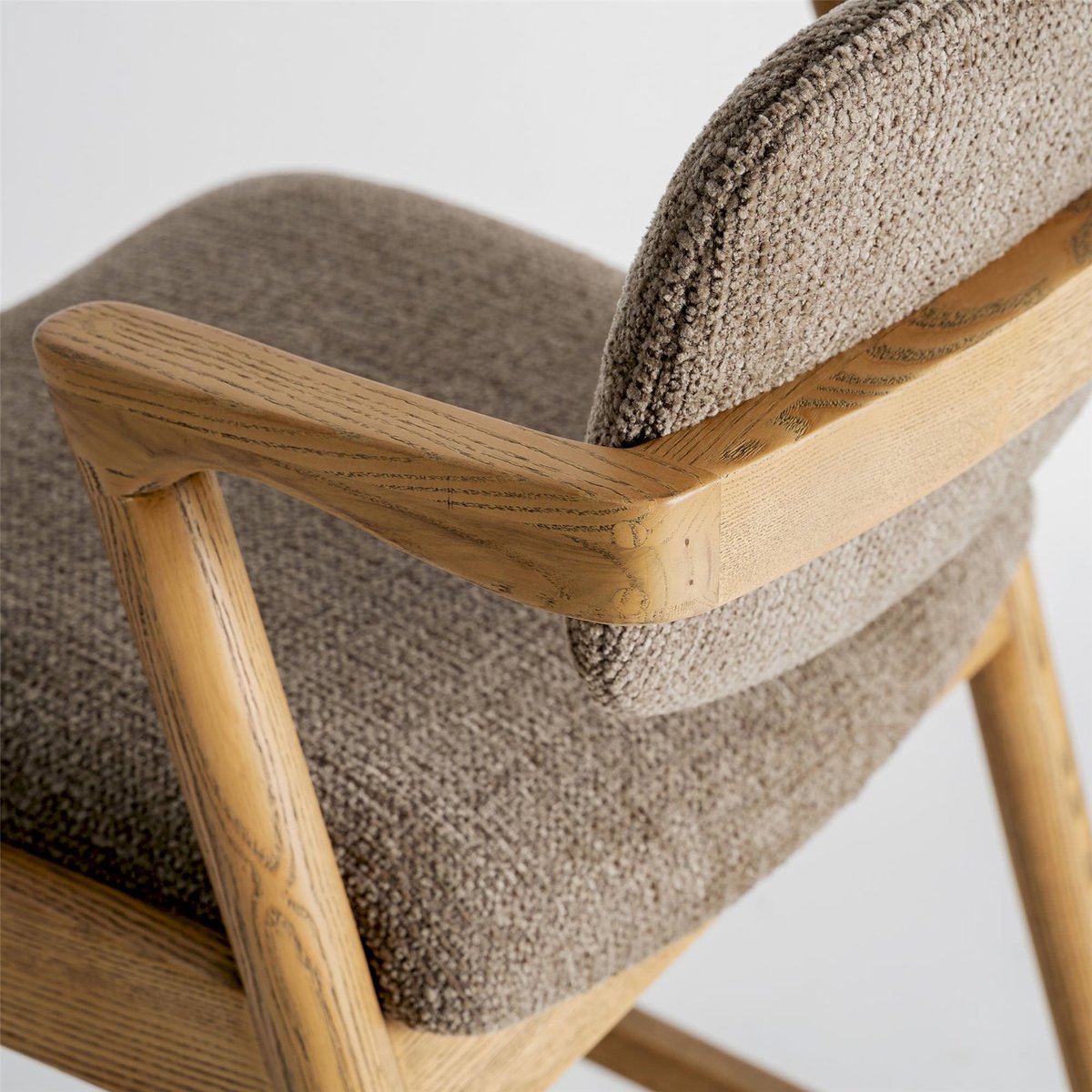 Tabouret en bois de frêne ajouré marron bois naturel sablé, RECOLLECTION
