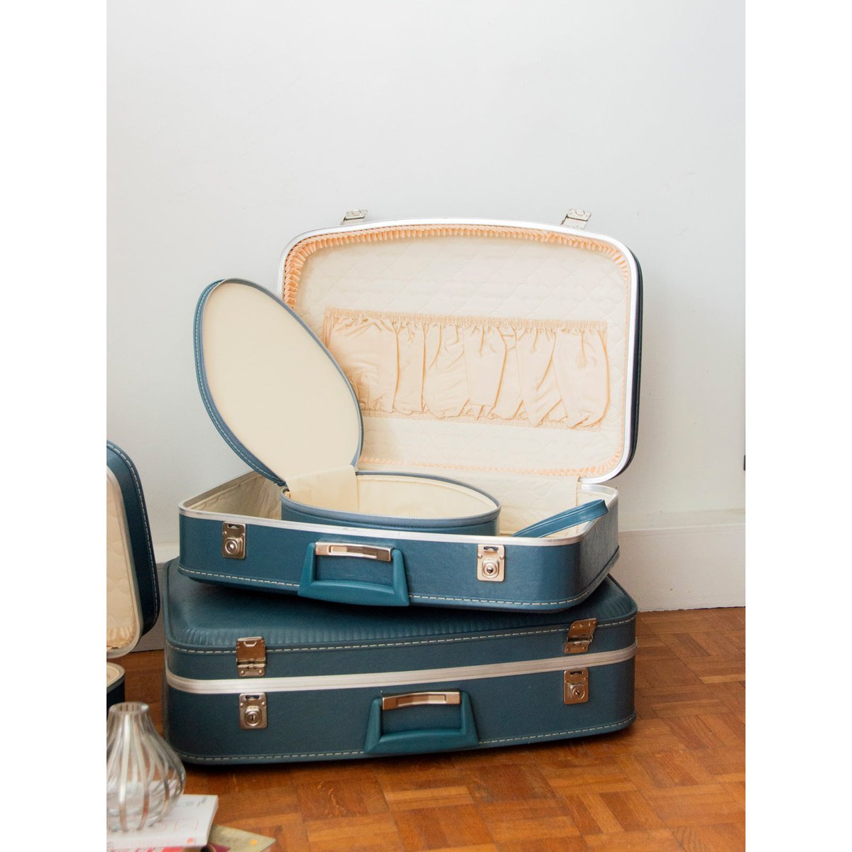 Lot de 3 valises vintage Lucienne N°261 - Bon état bleu, DEBONGOUT