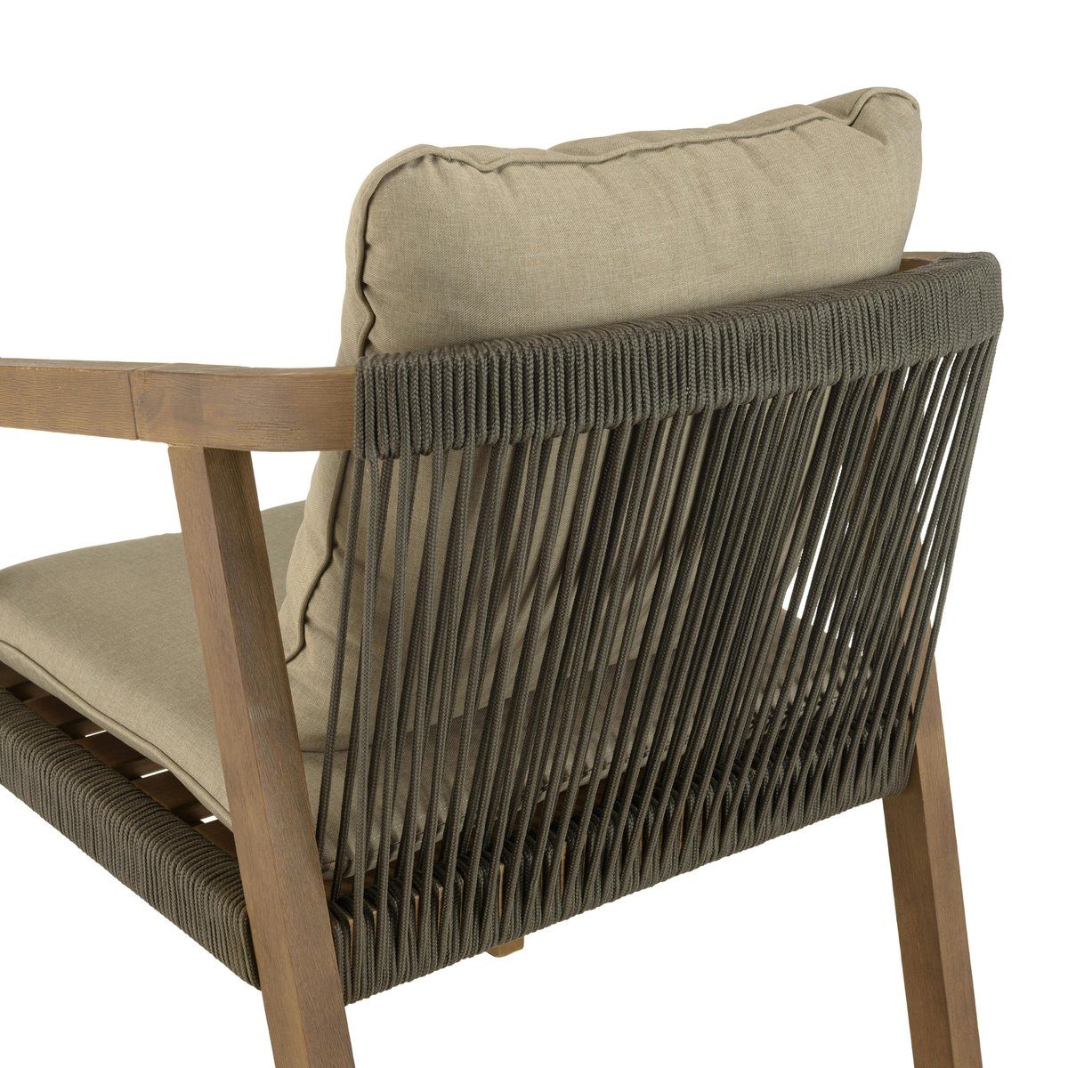Fauteuil de jardin acacia et cordage vert avec coussins (lot de 2) BAHIA bois naturel, PIER IMPORT