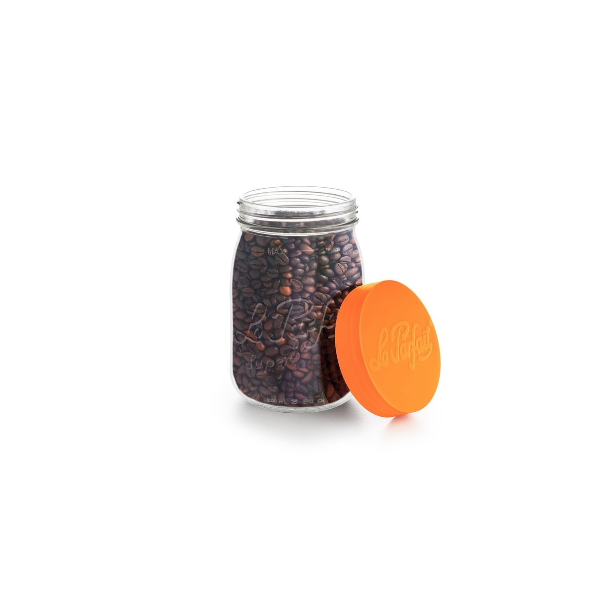 Bocal en verre avec couvercle 1L, LE PARFAIT orange-transparent, LE PARFAIT