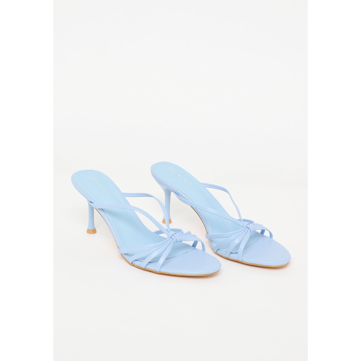 Sandales à talon et lanières bleu pastel, LOLALIZA