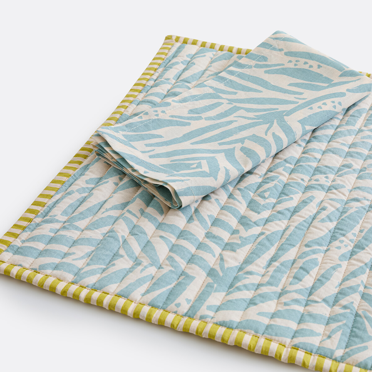 Lot 4 serviettes de table en voile de coton imprimé, LEAN imprimé bleu, LA REDOUTE INTERIEURS