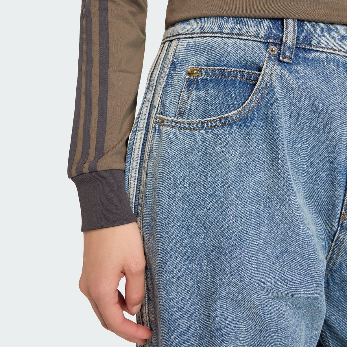 Pantalon Barrel Taille Haute Denim worn blue denim, adidas Originals