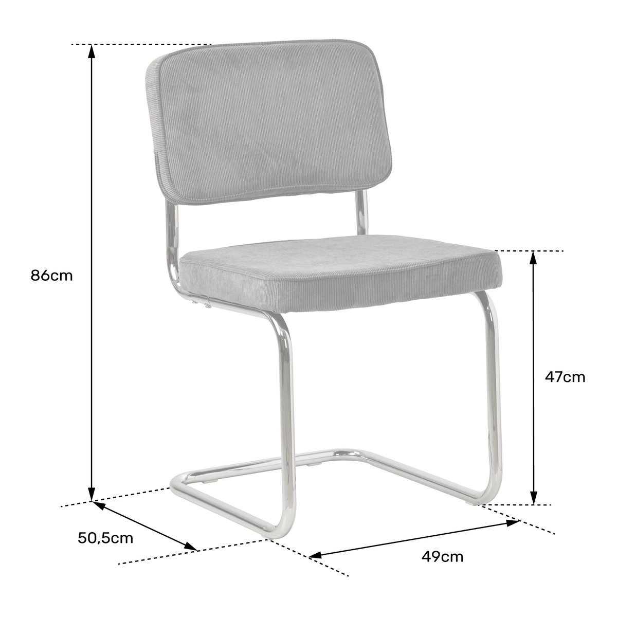 Chaises cantilever Maria en velours, lot de 2, MARIA beige, gris, HAPPY GARDEN