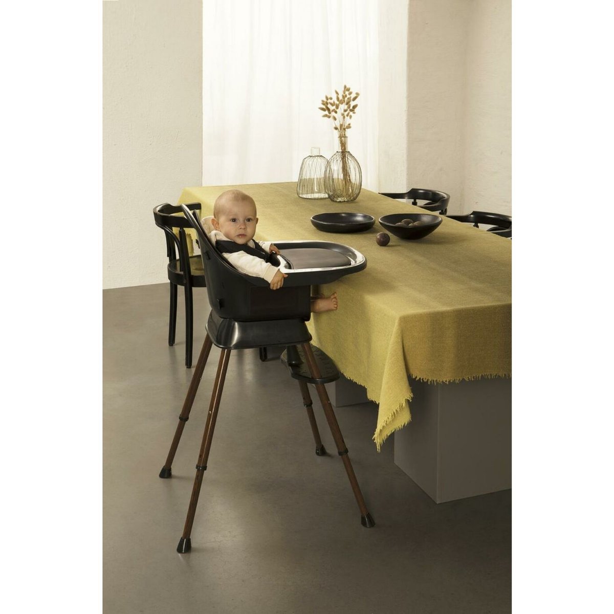 Chaise haute évolutive noir walnut, QUAX