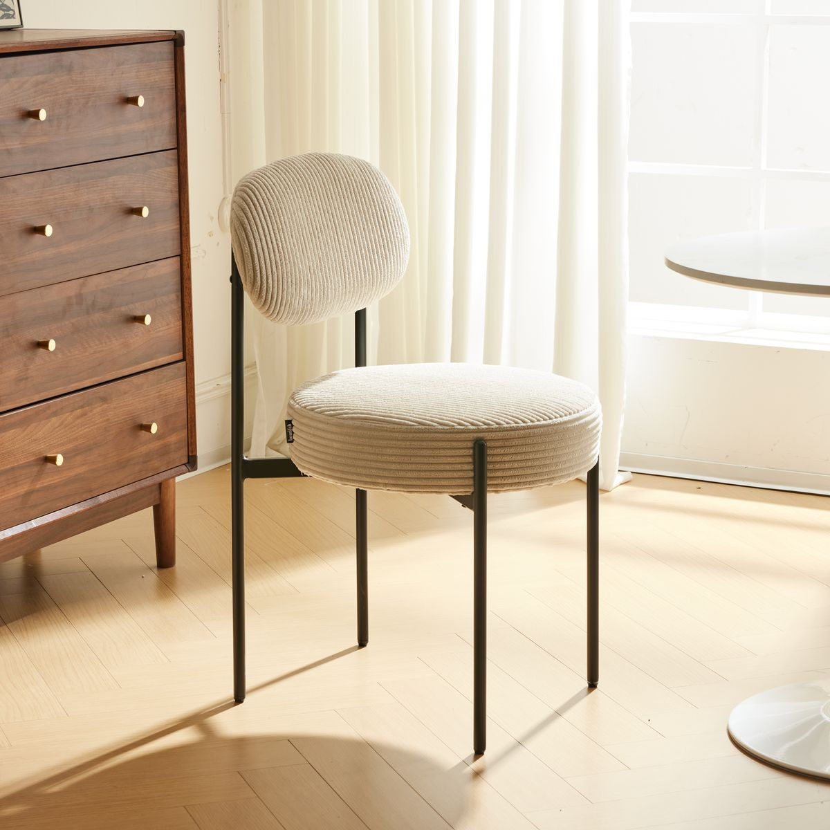 Lot de 2 chaises en velours côtelé - EVORA beige, HOMIFAB
