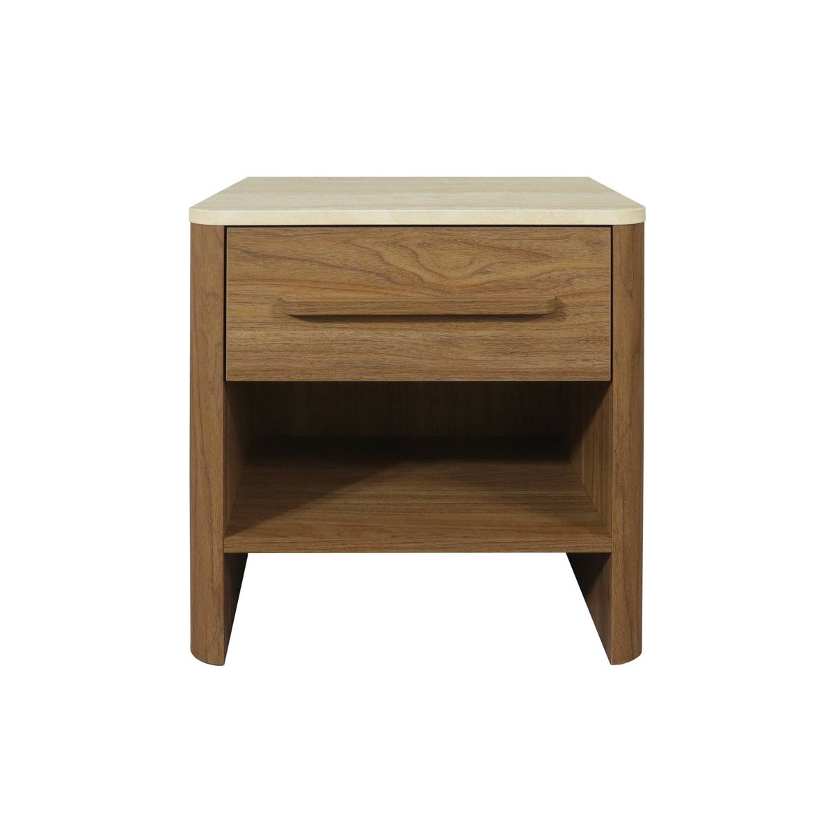Table de chevet décor bois et effet travertin 1 tiroir (lot de 2) ARETHA noyer, SWEEEK