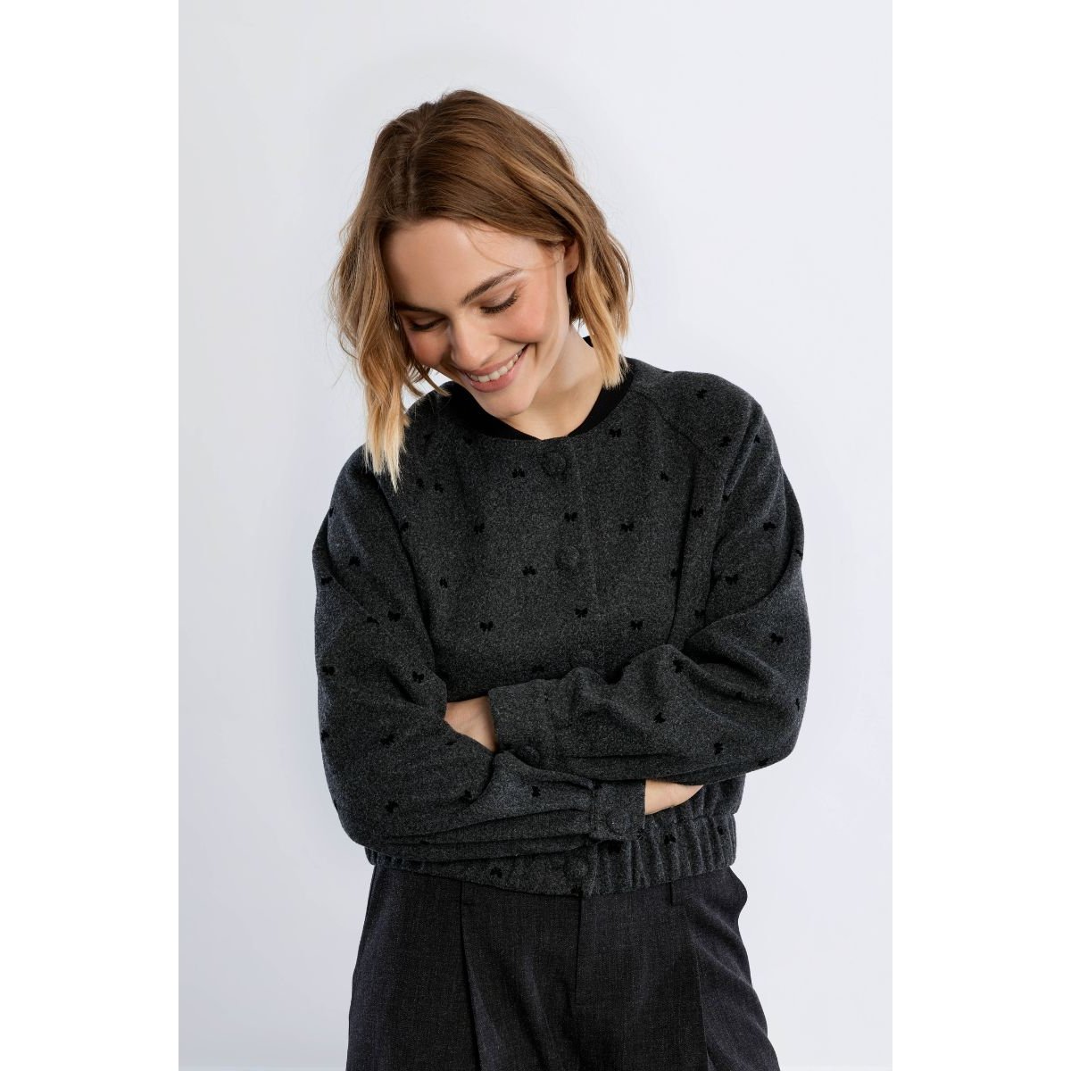 Bomber rayé, détails nœuds dark grey, LILI SIDONIO