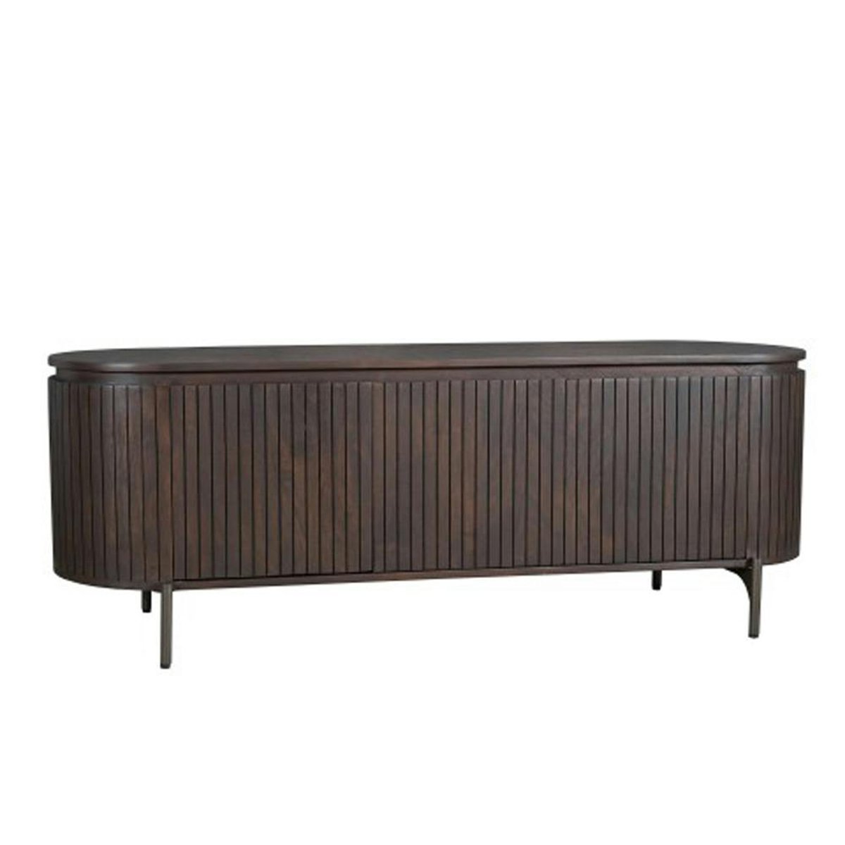 Meuble TV 3 portes bois marron rainuré 165 cm CALERO marron, PIER IMPORT