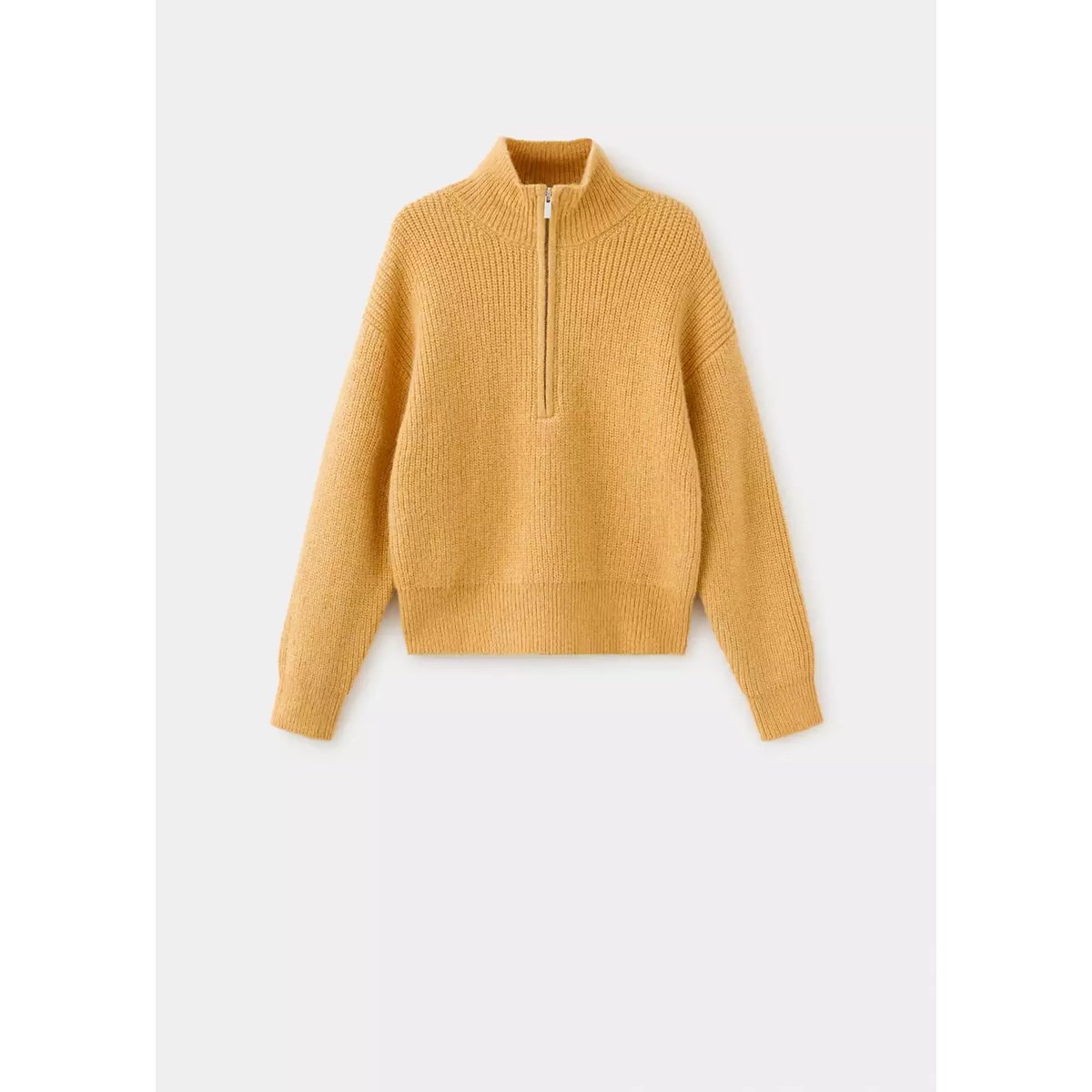 Pull-over col roulé fermeture Éclair moutarde, MANGO