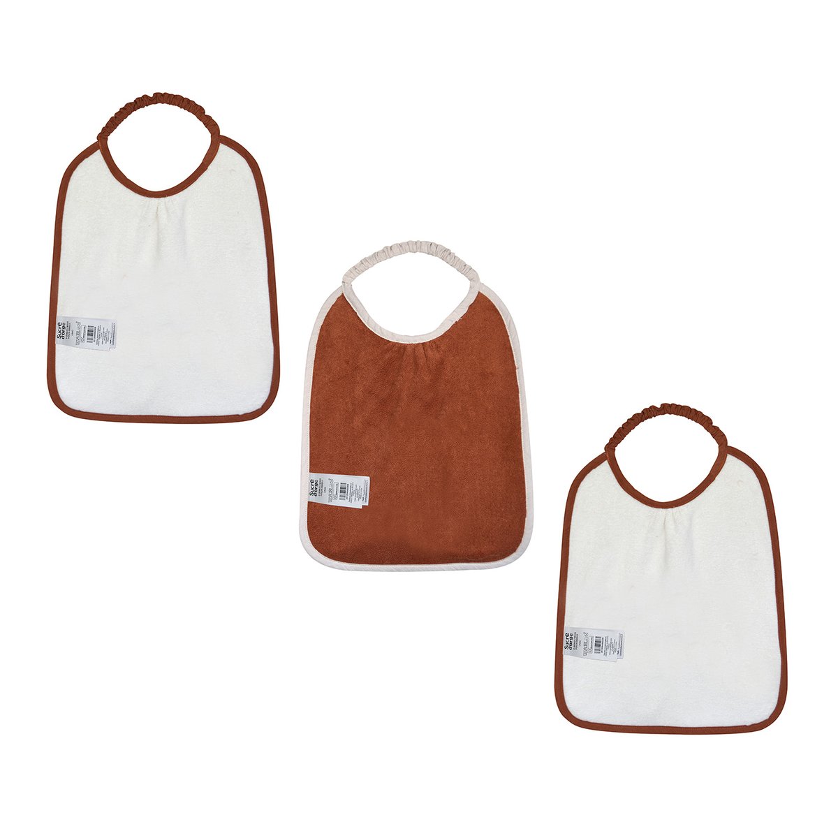 Lot de 3 bavoirs elastique ozkan eponge couleur unique, SUCRE D'ORGE