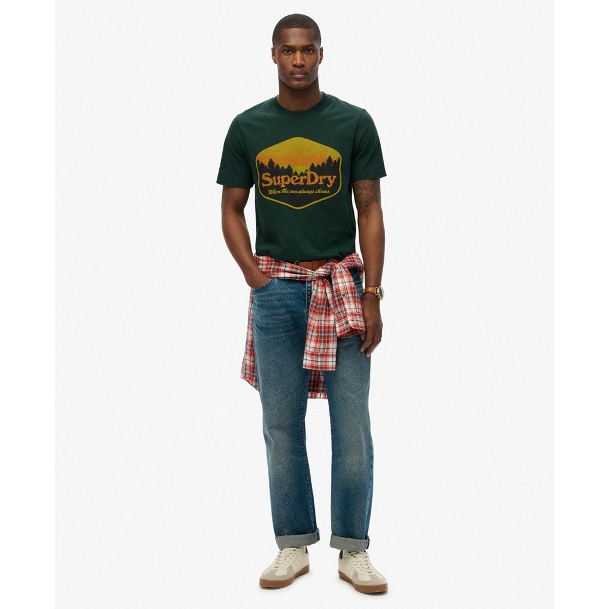 T-shirt Sun Tab vert émail, SUPERDRY
