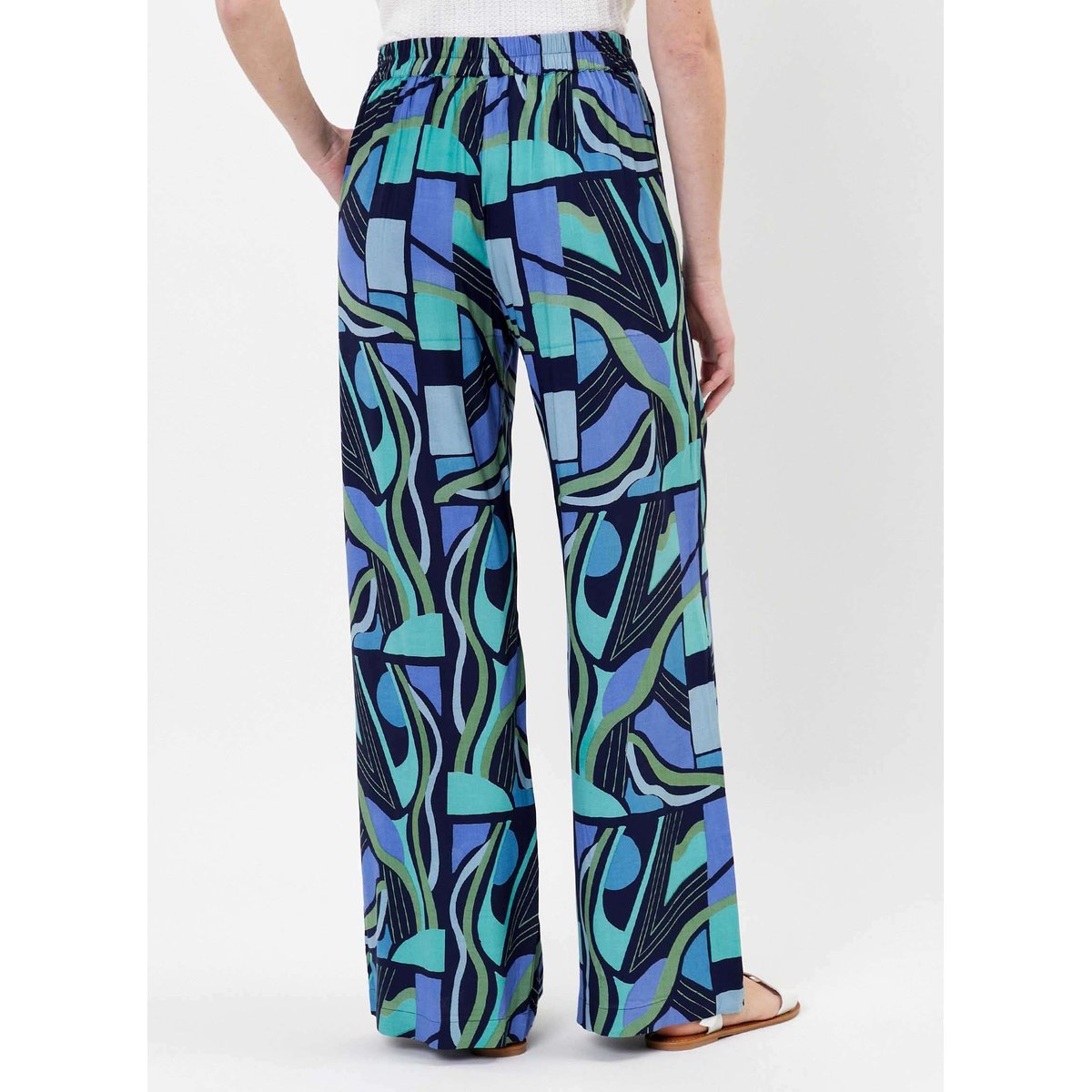 Pantalon imprimée fluide ample Ecovero ALEXIA bleu ciel matchi, PRINCESSE NOMADE