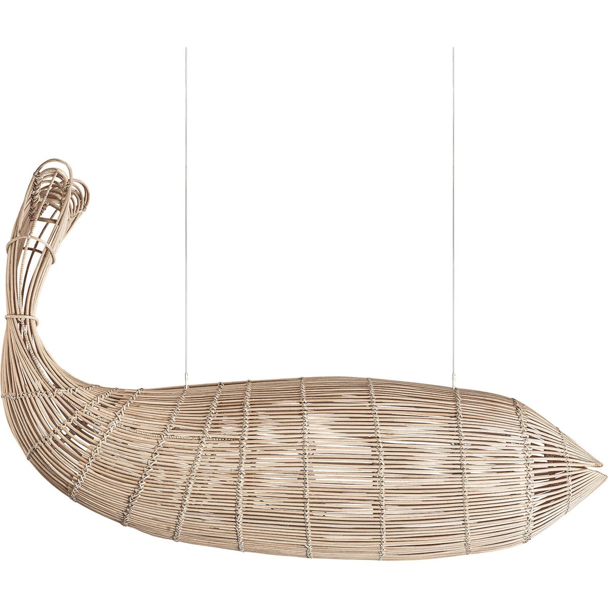 Suspension en rotin forme poisson marron naturel effet bois, RECOLLECTION