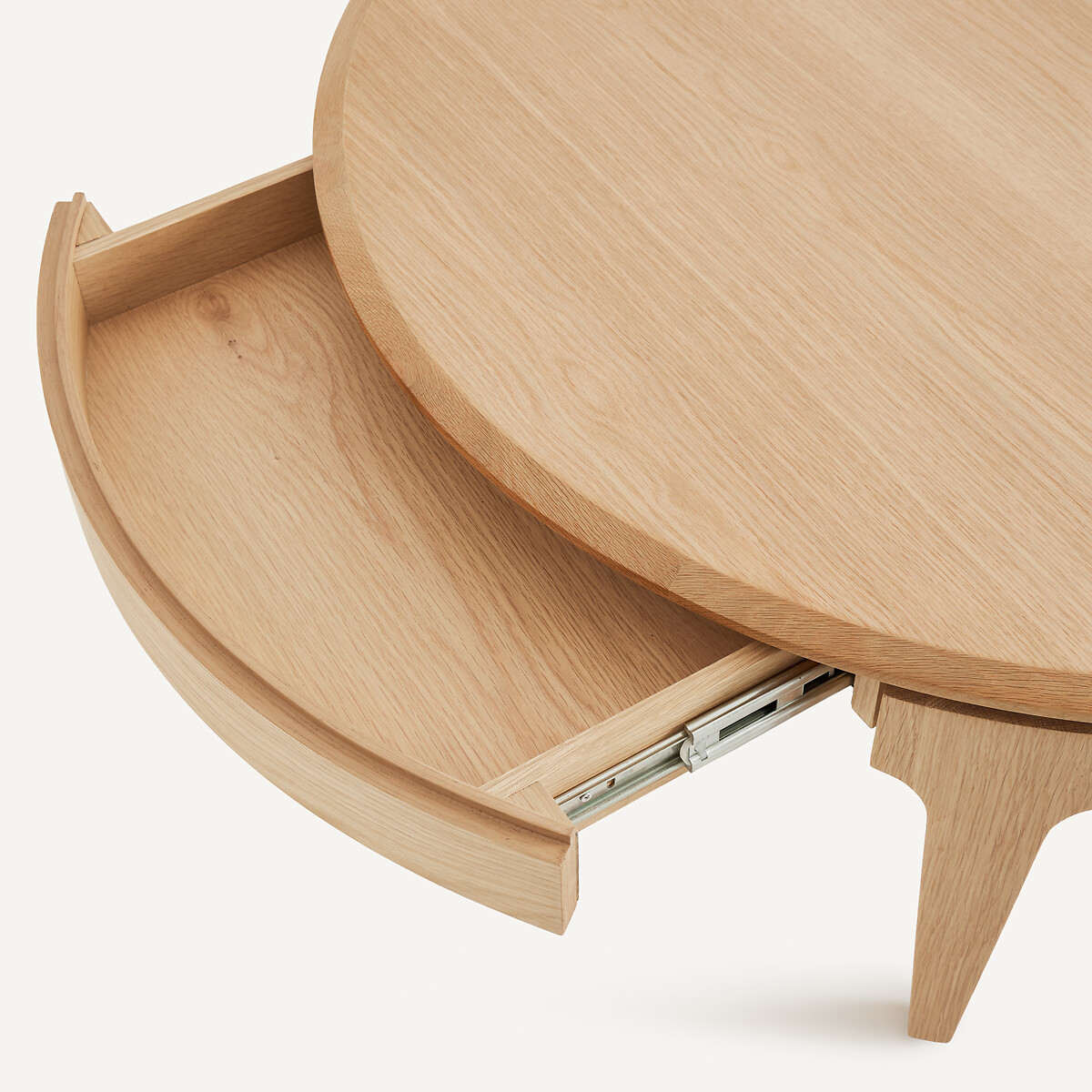 Sanara Solid/Veneer Oak Round Coffee Table with 2 Drawers natural oak, AM.PM