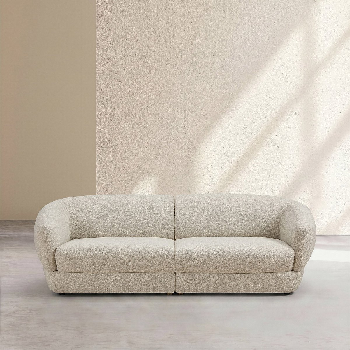 Canapé en tissu bouclette courte TEGLIO beige, HABITAT