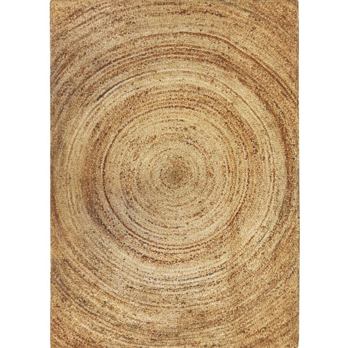 Tapis en jute tressé main lignes SUNNY JUTE - style bohème beige motif rond, THE DECO FACTORY