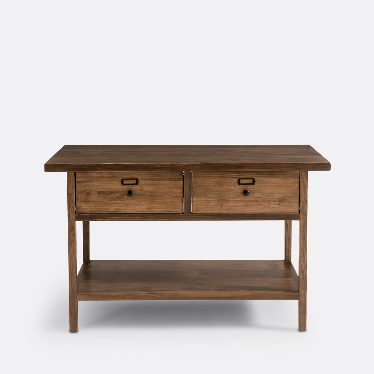 Lunja Solid Pine Double Vanity Unit dark wood, LA REDOUTE INTERIEURS