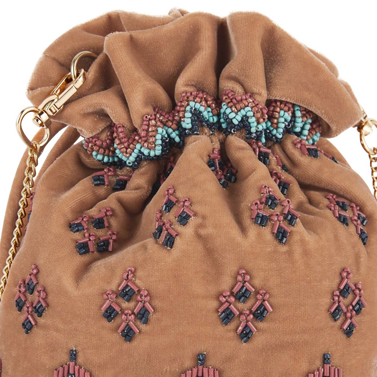 Sac bourse avec broderies et perles ALMAS nude, WILD