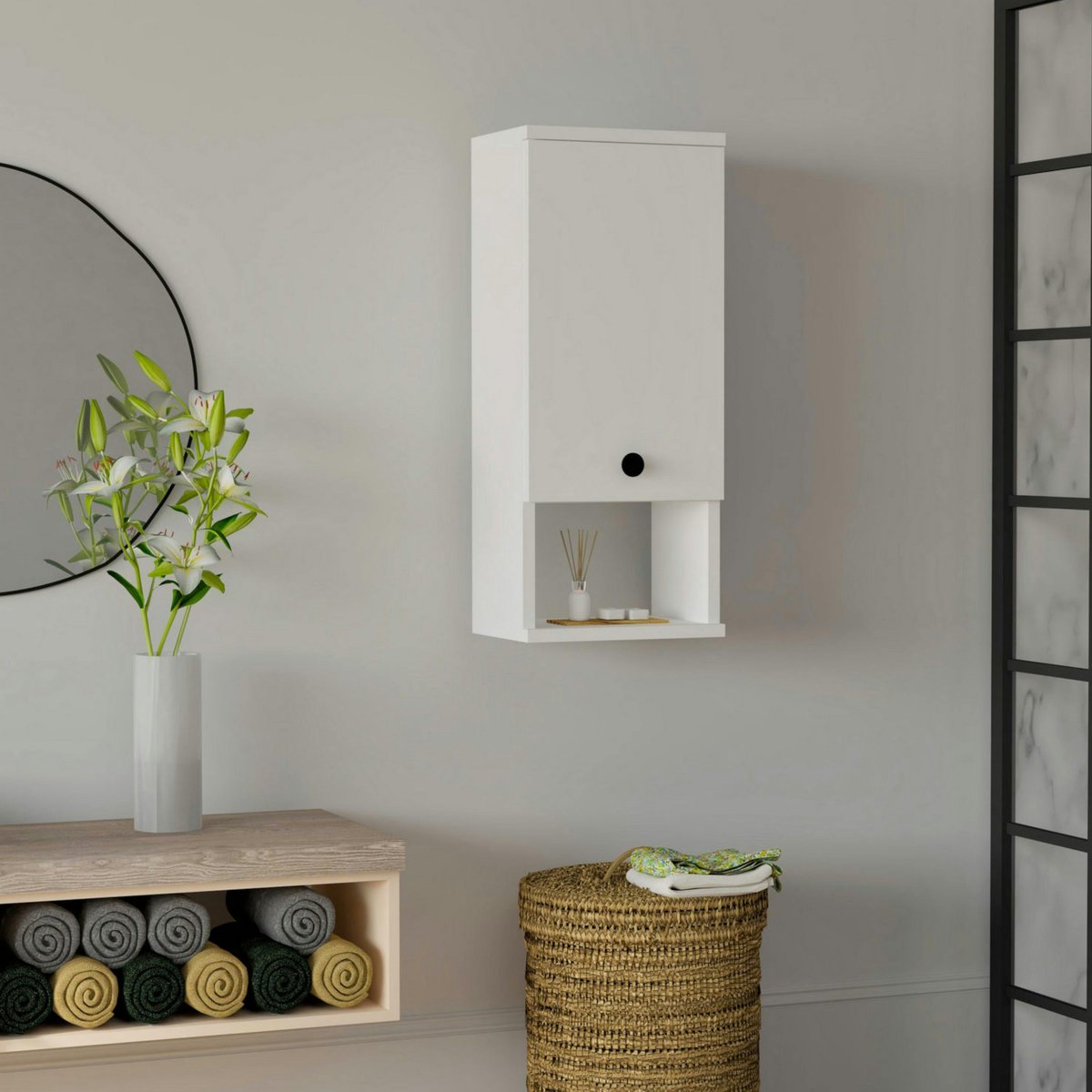 Armoire de toilette 1 porte MARFA blanc, PIER IMPORT