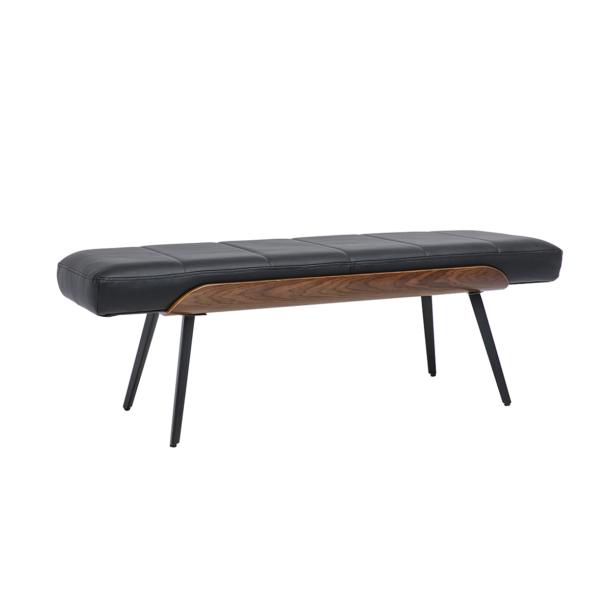 Banc noir, bois foncé et métal noir L123 cm ELIOR noir, MILIBOO