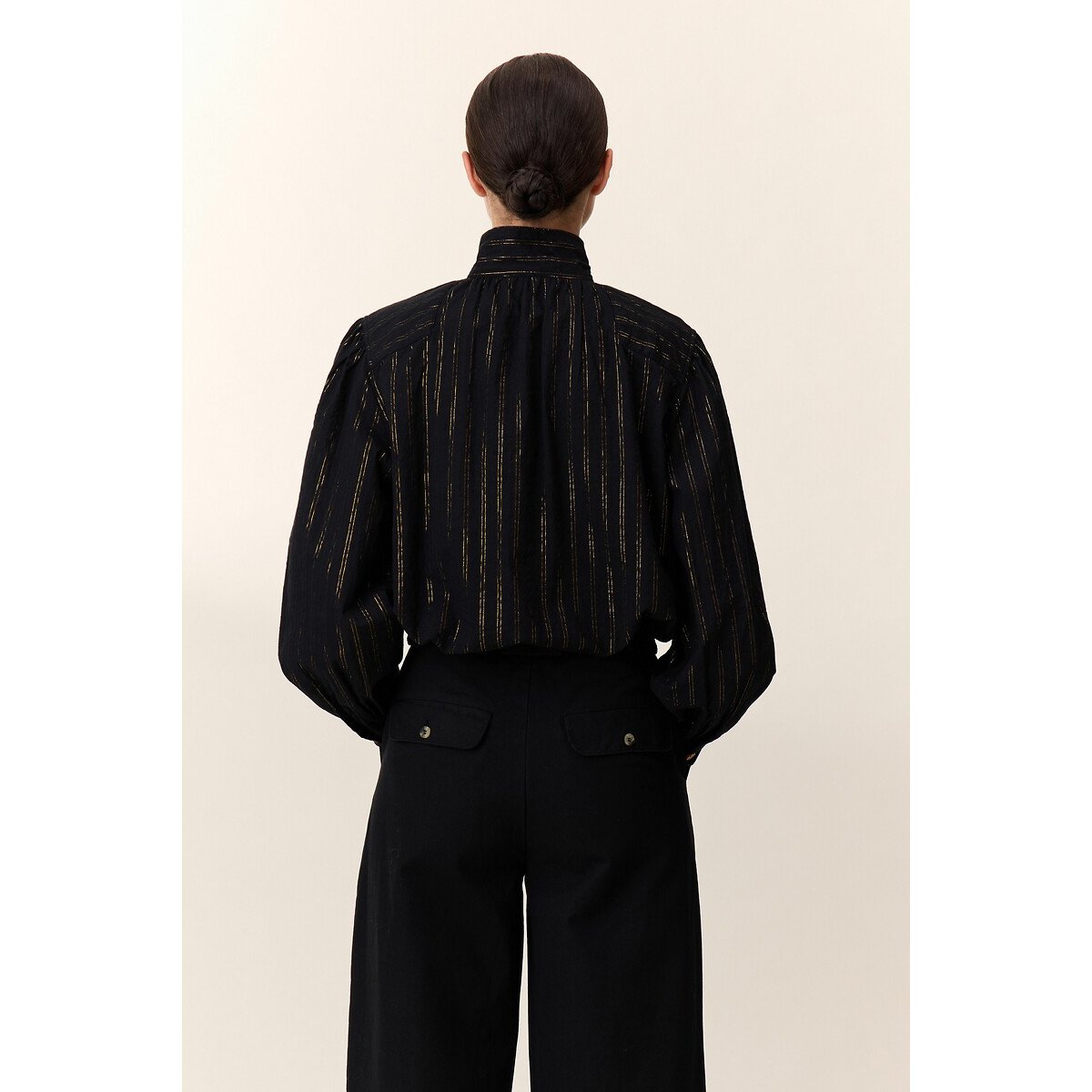 Chana Blouse with Metallic Stripes black, LEON & HARPER
