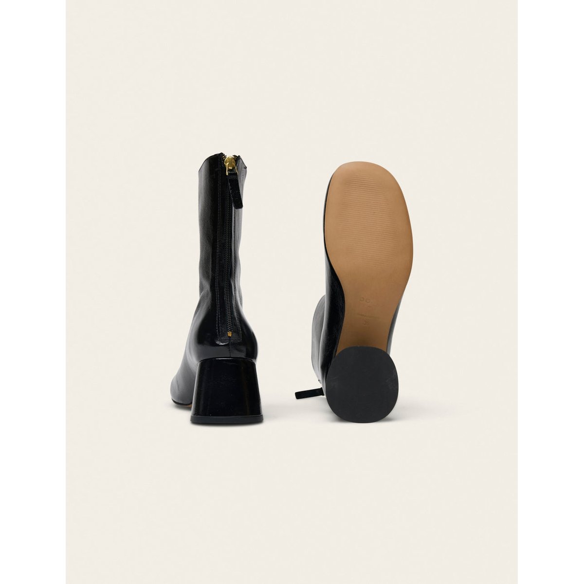 Bottines à talons ONA cuir plissé verni noir, ODAJE